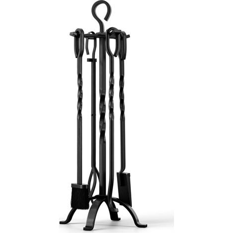 Rosvola 5-teiliges Kaminbesteck-Set, Kaminbesteck-Set aus Schmiedeeisen, Kaminständer mit Besteck-Set, Ofenzange (1/5)