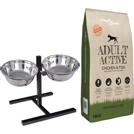 vidaXL Supporto per alimentazione e ciotola con cibo per cani (1/5)