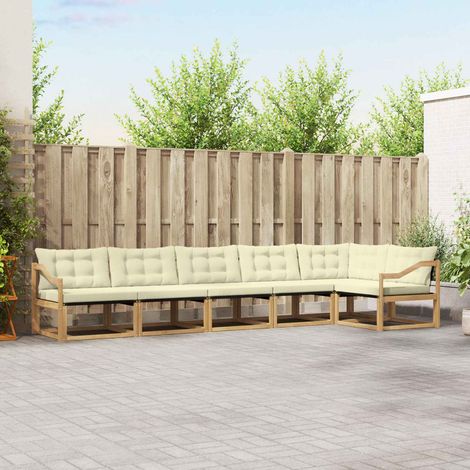 vidaXL Outdoor-Sofagarnitur mit Kissen 6 pcs Weiß und Creme (1/5)