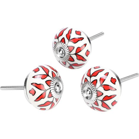 Lot de 3 poignées de porte en céramique porcelaine pour tiroirs, placards et armoires (3) (1/5)