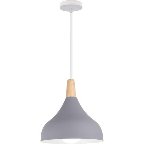 Lampe À Suspension Moderne Plafonnier D'Intérieur Lustre Minimaliste Abat-Jour En Métal, Gris Pour Chambre À Coucher, Cuisine, Bureau, E27 (1/5)