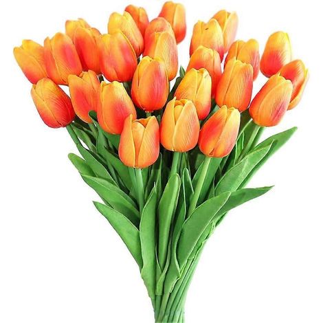 Lot de 30 tulipes artificielles en latex, faux bouquets de tulipes, fleurs réalistes pour la décoration-AquaForge (1/5)