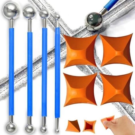 8-teiliges Silikon-Fugenwerkzeug-Set, 4 Silikon-Fugenwerkzeuge, 4 Metallkugelabzieher, Schaber-Set