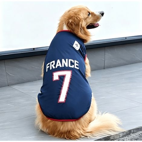Chemises pour chien, France 7 vêtements imprimés avec t-shirts d'été pour animaux de compagnie, chemises cool et respirantes pour chiens, L(Chest 18")