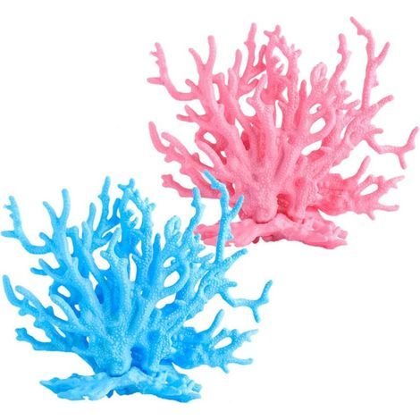 Pieces Coral, Resin, 11.5x12.5x5.5cm, Decoration, Blue Pink, Aquarium (1/5)