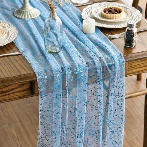 Striscia da tavolo trasparente con lamina glitterata 75 x 300 cm Decorazione per tavolo da cucina e da pranzo Decorazione per vacanze, feste e compleanni (per de (1/5)