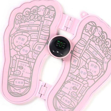 Coussin Massage Pieds Électrique EMS Intelligent 6 Modes 9 Vitesses Repliable Automatique Rose (1/4)