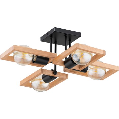 Plafonnier cadres horizontaux bois clair/noir 4xE27 REZON Alfa (1/3)