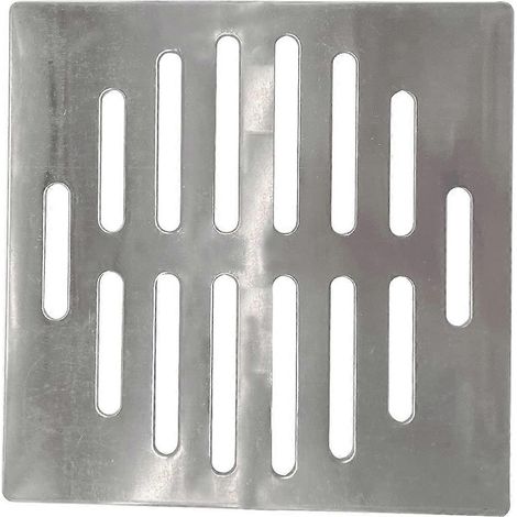 Grille d'évier carrée en acier inoxydable, 15 cm, 14 trous, couleur argent (1/4)