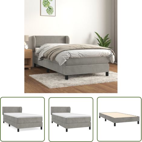 The Living Store Boxspringbett mit Matratze Hellgrau 100x200 cm Samt - Samtbett - Boxspringbett - Doppelbett - Bettenrahmen - Hochwertiges Bett (1/5)