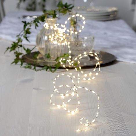 Star Trading Guirlande lumineuse Dew Drop Mold, LED, goutte de rosée, argent, blanc naturel, malléable, 2,25 m