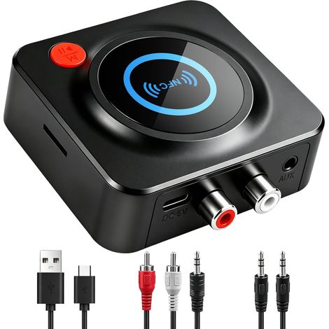 Récepteur Bluetooth 5.4 RCA 3,5mm AUX Adaptateur Stereo Audio HiFi Receiver Adaptateur Audio Bluetooth NFC avec TF et USB pour Voiture Amplificateur Smartphone Tablette Musique Haute Fidélité à Domic (1/5)