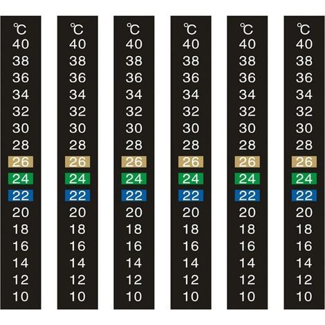 (10 à 40 °C)Lot de 6 autocollants de température de l'eau, à induction, thermomètre numérique d'aquarium, convient pour la position des tortues, reptiles et poissons d'ornemen (1/5)