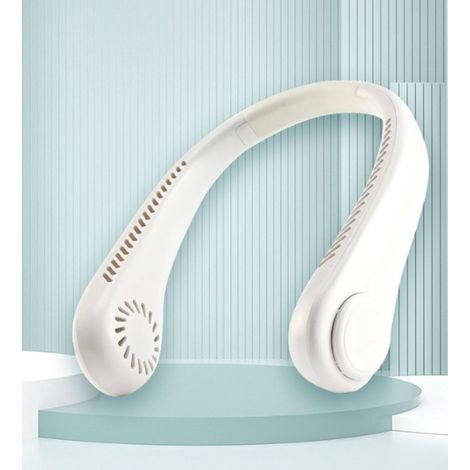 Ventilatore da collo portatile senza pale, flusso d'aria a 360°, mini ventilatore elettrico ricaricabile USB, ventilatore personale a mani libere, piccolo ventilatore di raffreddamento, materiale TPE,