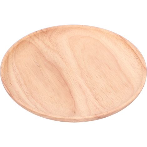 Assiette en bois d'hévéa, plateau de service rond pour le thé, plateau à fruits et à en-cas, assiette de conservation des aliments, 20 cm (1/5)