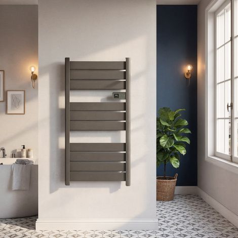 Ceramia – Sèche-serviettes électrique 500W CERAHTLP500A – Aluminium anthracite – Thermostat électronique avec affichage digital – Mode économique (1/3)