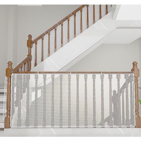 Child Safety Net, Durable Banister Guard for Baby Safety Stairs Railing Balcony Cribs, Banister Stair Mesh Baby Proofing, Easy to Install Stair Netting for Kids, Pets, Toys - (300cmx79cm) White (1/5)