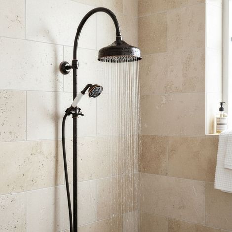PaulGurkes Ensemble mural noir Douche pluie Rétro Système de douche Nostalgie (1/5)