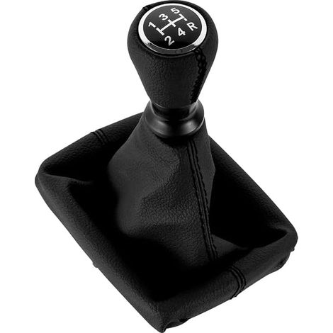 Pomo de palanca de cambios de cuero con fuelle compatible con Peugeot 206 y 406 (negro)