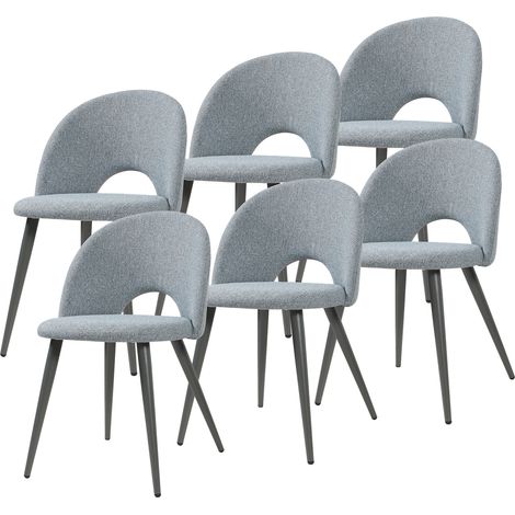 Esszimmerstuhl Karijoki 6er Set Webstoff Grau [en.casa]