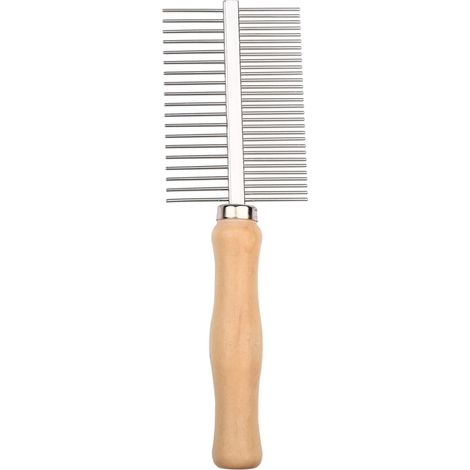 Peigne de toilettage en acier inoxydable pour chiens et chats, peigne de toilettage pour animaux de petite, moyenne et grande taille, outil de démêlage du pelage (double rangée) (1/5)