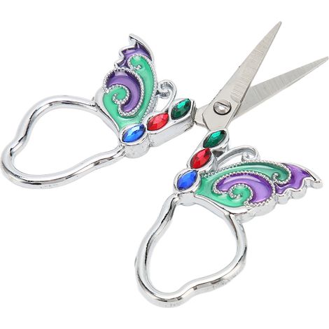 Ciseaux de couture miniatures ergonomiques portables en acier inoxydable à motif papillon rétro, à faire soi-même, pour aiguilles et fils à la main