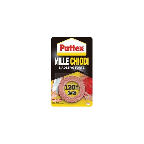 PATTEX NASTRO BIADESIVO MILLECHIODI TAPE- - mm.19h. in rotoli da mt.1,5 - 3 blister HENKEL