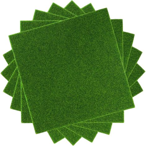 6pcs Faux Gazon Exterieur Intérieur,15 x 15cm Fausse Pelouse Modélisme Jardin,Morceaux de Gazon Artificiel,Tapis de Pelouse Artificielle pour Décoration de Herbe de Mousse Miniature Maison de Poupée (1/5)