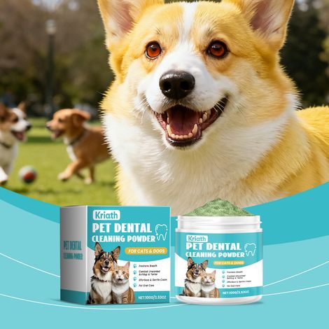 Poudre pour l'hygiène bucco-dentaire des animaux - Nettoyage doux et soin de l'haleine, pour des dents fraîches et propres - 100 g (1/5)