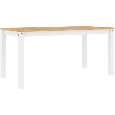 Table de salle à manger design moderne 160 x 80 x 75 cm bois massif de pin blanc et miel DEC036901