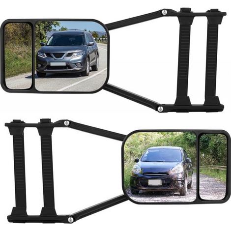Rétroviseurs universels pour caravane – Lot de 2 – Rétroviseurs réglables à clipser sur voiture – Champ de vision extra large – Voiture et SUV – Noir (1/5)