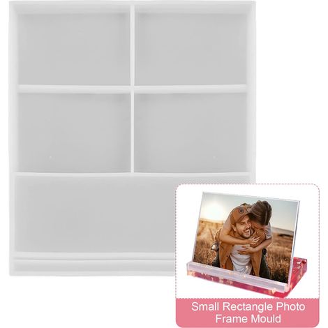 Fotorahmenhalter, DIY-Geschenk, herzförmige Foto-Silikonform, hitzebeständig, flexibel, Desktop-Gadget, großer rechteckiger Rahmen, die Form des Fotorahmens eignet sich für die Herstellung von Fotodek (1/5)