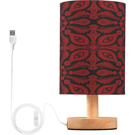 Lampe de table classique en forme cachemire noir et rouge pour la (1/5)