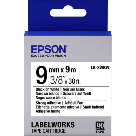 Epson Nastro fondo Bianco per testo Nero, altamente adesivo 9/9 LK-3WBW (1/3)