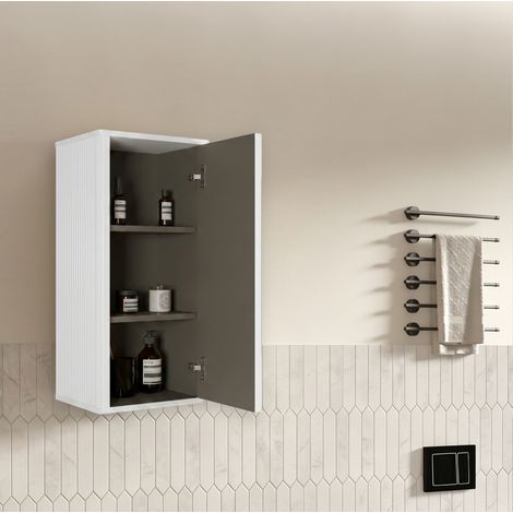 Hängender Badezimmerschrank Weiß mit Push-to-open-Tür 36 x 29 x 75 cm MDF und Sperrholz (1/5)
