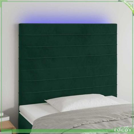 Tête de lit - 3122603 - Velours vert foncé - LED intégrée 55 cm USB - Hauteur réglable 118/128 cm (1/5)