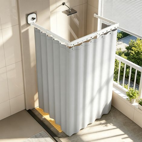 Faltbare Duschstange mit Saugnäpfen, zusammenklappbare Duschstange, verstellbare wasserdichte Duschvorhangstange mit 180°/360°-Drehung, wandmontierte Duschstange in L- oder U-Form für Ecken oder Badew (1/5)