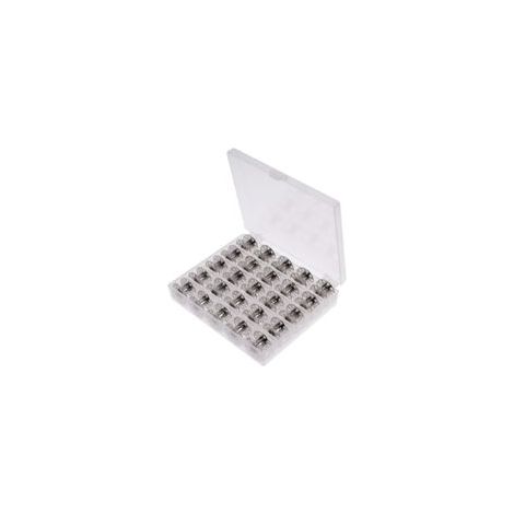 25 bobinas metálicas con estuche para máquinas de coser domésticas estándar Brother, Singer, Bernina, Elna, Babylock, Kenmore y Juki-Crezuo