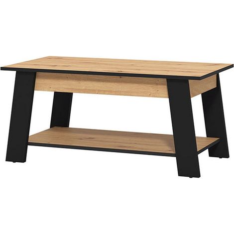 Tavolino da Salotto Casaglia, un Vano, Forma Rettangolare, Colore Ripiano Marrone, 101x54.5x46.5h cm Marrone Rovere Nodi