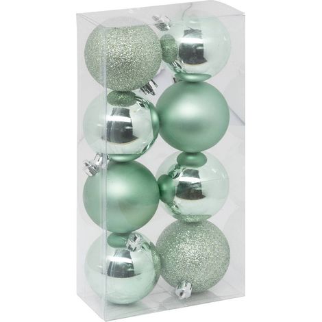 Adorno de Navidad de plástico 70mm x8 verde almendra - Atmosphera créateur d'intérieur