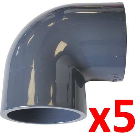 Lot de 5 Coudes angle 90° Pvc pression diam. 63 (1/2)