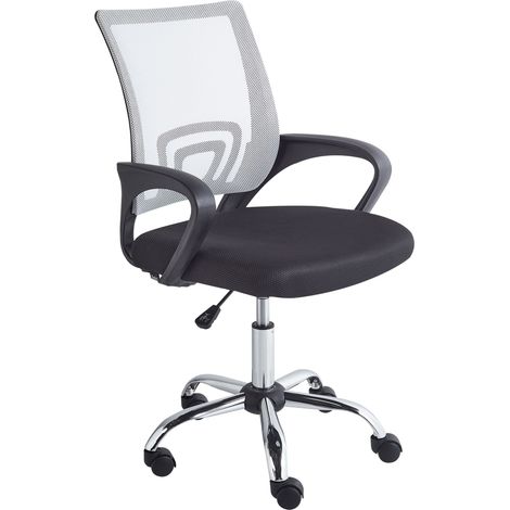 Sedia girevole da ufficio con schienale reclinabile regolabile in altezza nero e bianco Solid (1/5)