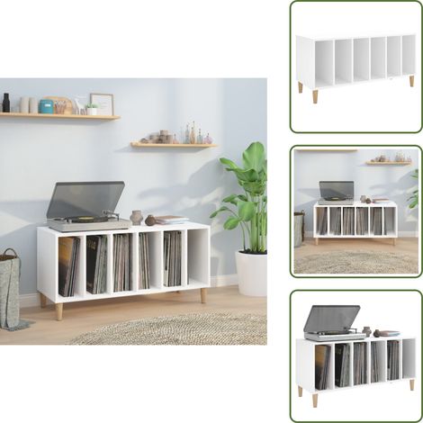 Plattenschrank Weiß 100x38x48 cm Holzwerkstoff - Plattensammlung - Vinylregal - Schallplattenaufbewahrung - HiFi Möbel - Wohnraumgestaltung (1/5)