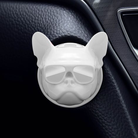 Bouton de démarrage voiture couverture toucher confortable forme mignonne accessoire intérieur auto allumage universel blanc (1/5)