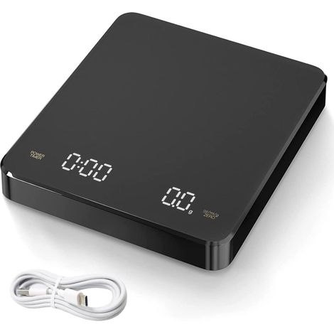 Balance à café numérique rechargeable par USB avec minuteur automatique, précision de 0,1 g, capacité maximale de 3 000 g. (1/5)
