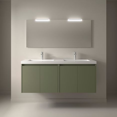 Badezimmermöbel NOJA 1400 4 Türen GREEN SATIN + Waschtisch + Spiegel