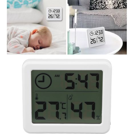Heimthermometer, Innenraum-Hygrometer, 1 cm dick, einfaches, intelligentes digitales elektronisches Thermometer und Hygrometer für Zuhause, für Babyzimmer, Wohnzimmer, Büros und Gewächshäuser, weiß. (1/5)