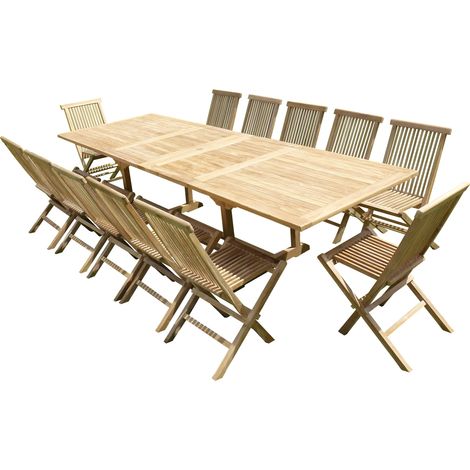 Ensemble de jardin en teck premium KIRANG 12 chaises JENAE (1/3)
