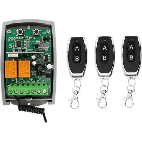 Télécommande de porte de garage Tuya avec récepteur intelligent Wi-Fi 7-32 V, 2 canaux, émetteur 433 MHz et code tournant (1/5)