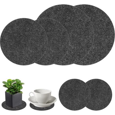 Filzuntersetzer – Platzsets für Pflanzgefäße – Schützen Sie Ihren Schreibtisch – Hoch saugfähiges, weiches Filzmaterial – 3 Größen, 6er-Pack – Grau (1/5)